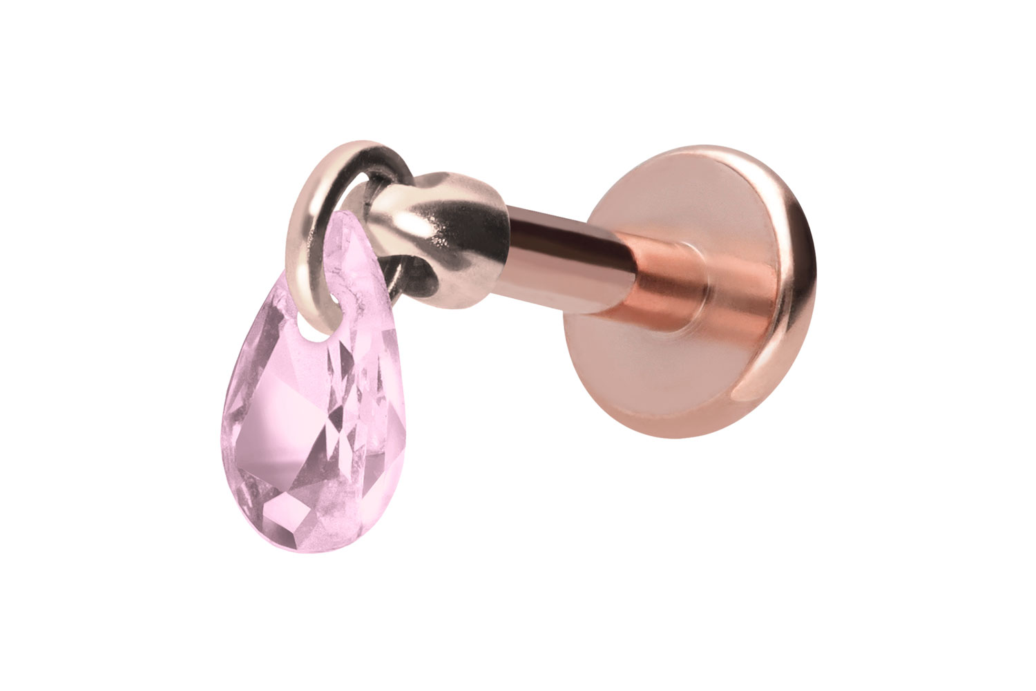 Titan Labret Piercing mit Innengewinde KRISTALLTROPFEN